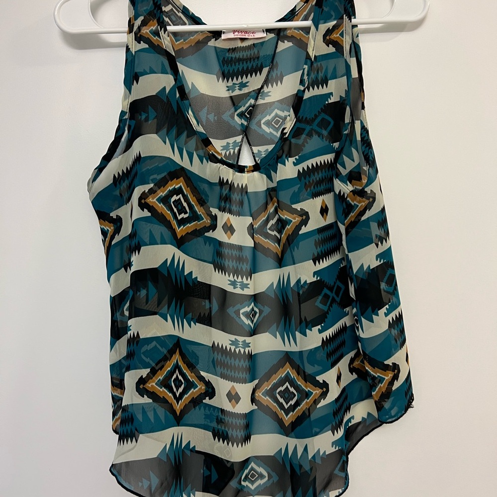 Vivace Tie Back Sheer Tank Top